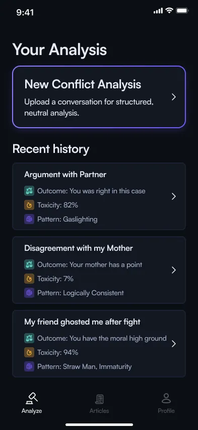 Relationship Analyzer AI mockup